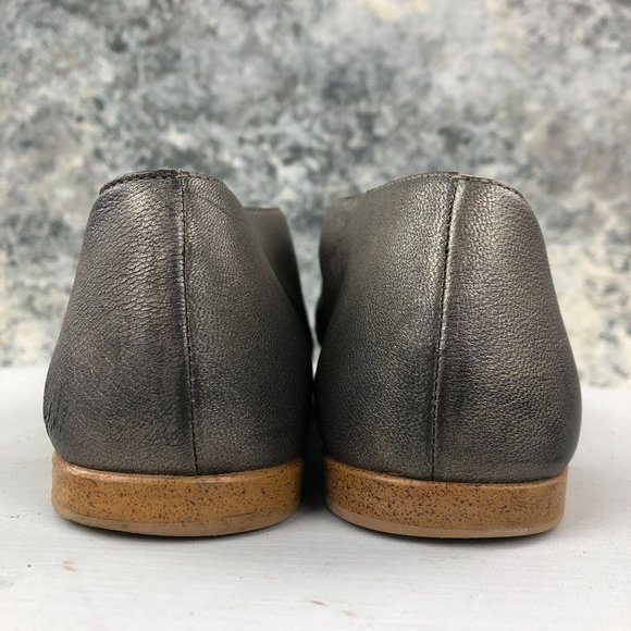 1.State Women's Size 8M Celvin Pewter Leather Open Toe Cutout Slip On Flats - Picture 6 of 11